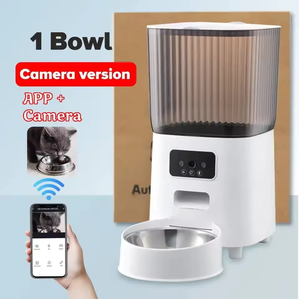 5L Smart Automatic Pet Feeder with HD WiFi Camera and stainless steel bowl