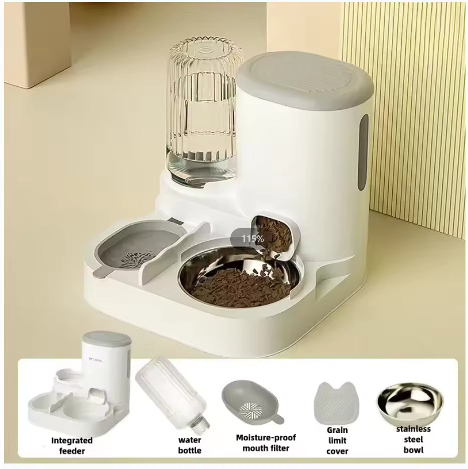 Grey Automatic Food & Water Gravity Feeder. Package B capacity.