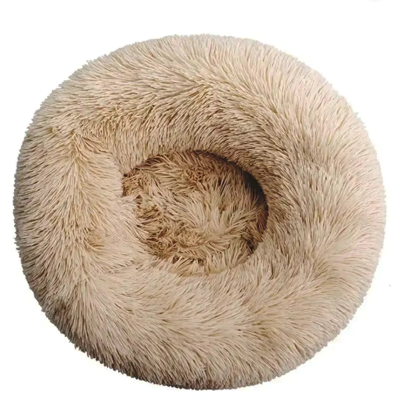 The Cloud Comfort Calming Round Pet Bed - Long Plush for Dogs & Cats
