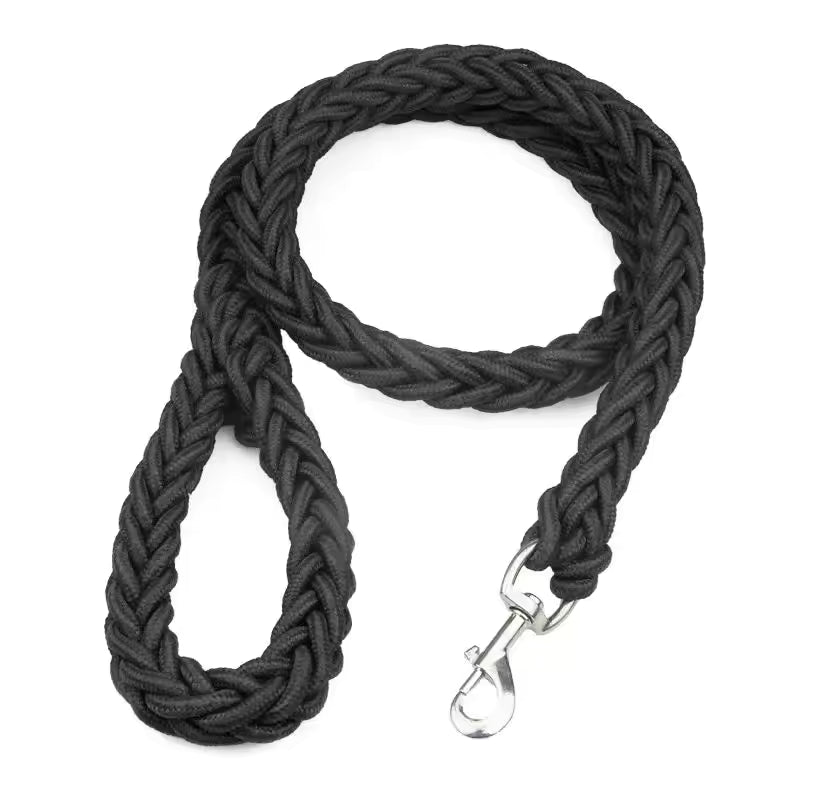 Heavy-Duty Braided Nylon Large Dog Leash (115cm) - Thick Traction Rope for Bulldog, Rottweiler, and Hound Accessories