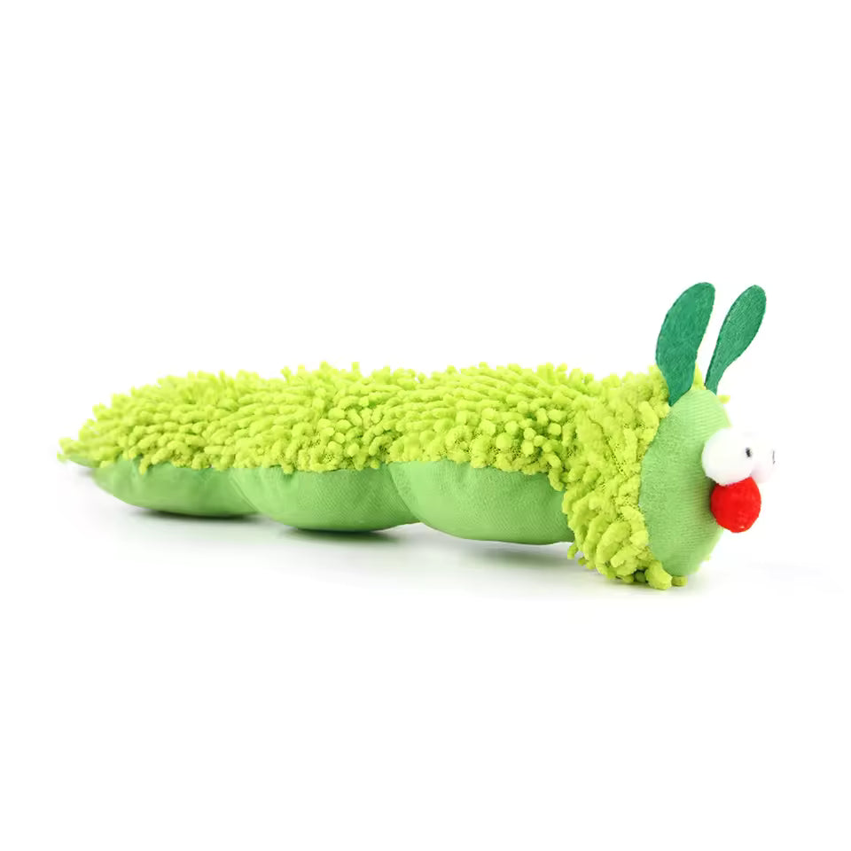Green Catnip and Silvervine Caterpillar Molar Chew Toy for cats