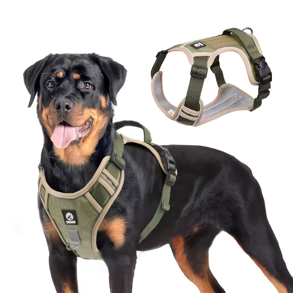Tactical Army Style No-Pull Dog Harness - Reflective Oxford Vest for Training & Walking
