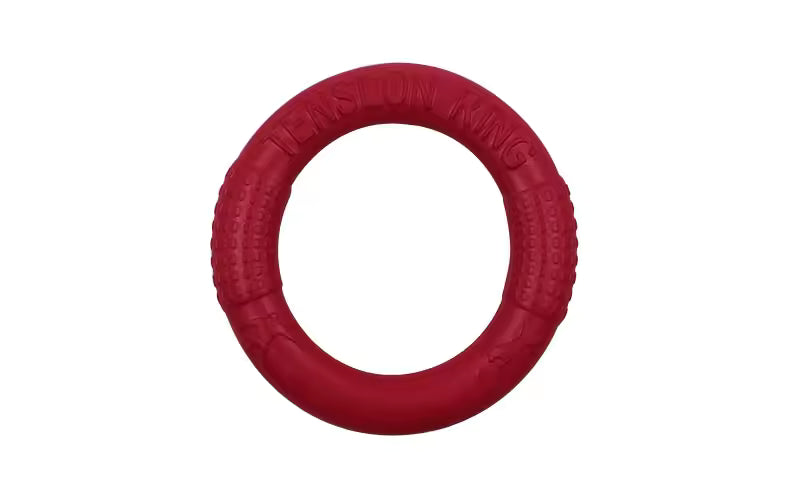 Indestructible Red Dog Flying Ring and Tug Toy for aggressive chewing