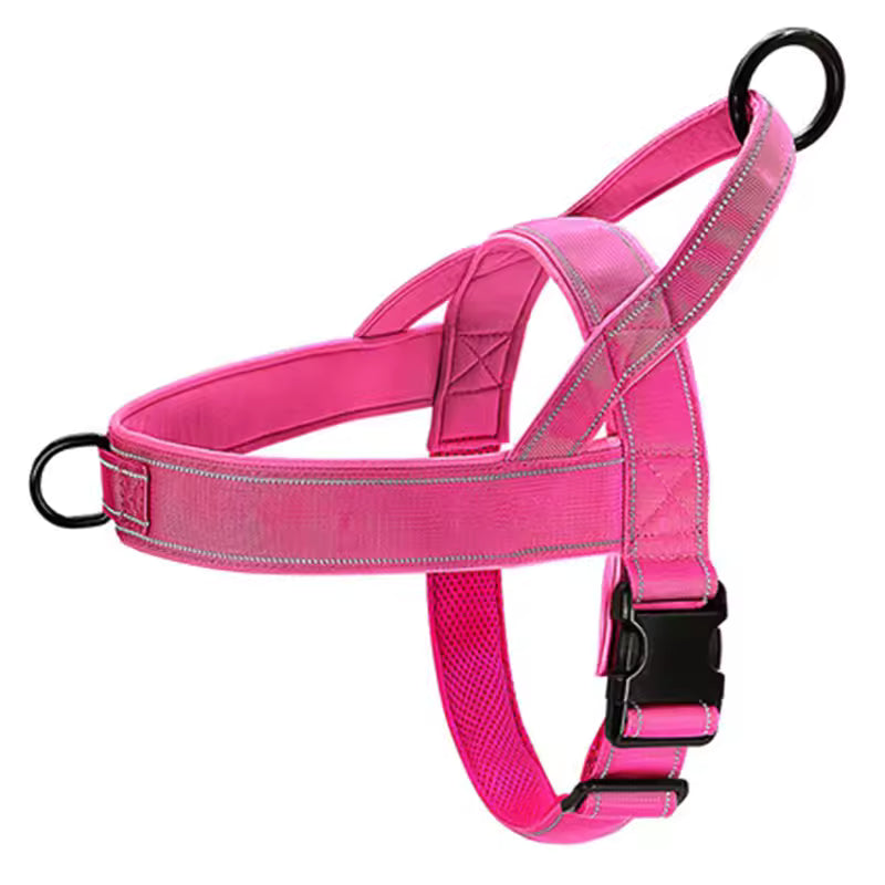 Pink tactical training vest dog harness with strong handle and front clip