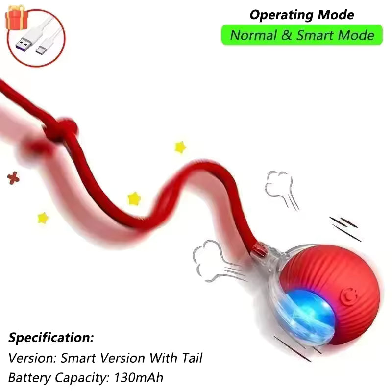 Rechargeable Smart Interactive Cat Ball Toy with Automatic Rolling Mouse Action