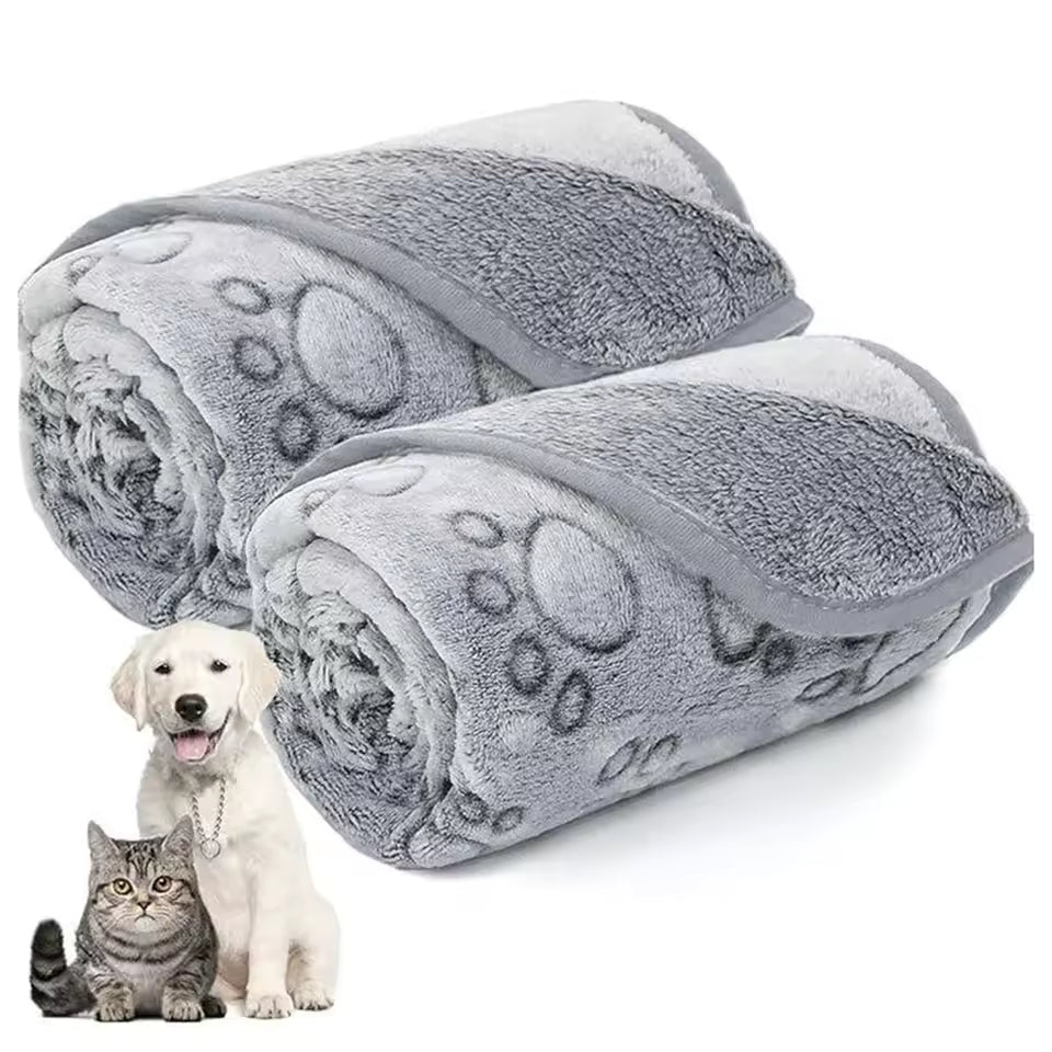 Ultra-Soft Grey Flannel Washable Pet Blanket for dogs and cats