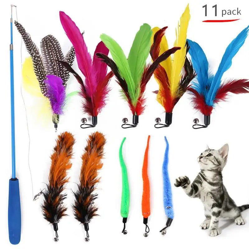 11pc Replacement Cat Feather Toy Set