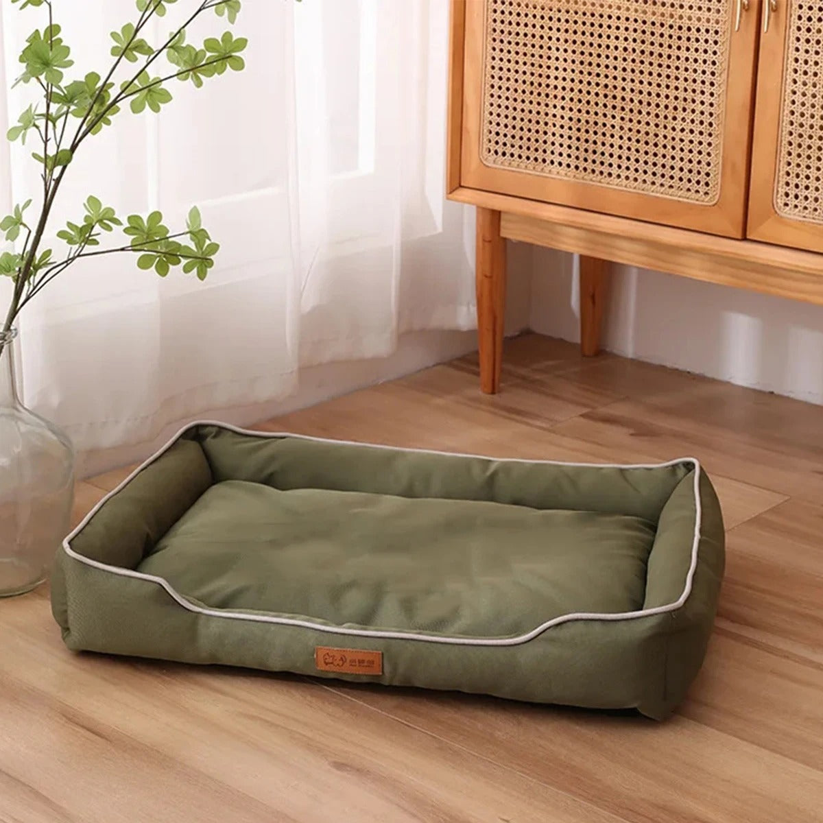 Square all-season waterproof dog bed sofa mattress for a large dog.