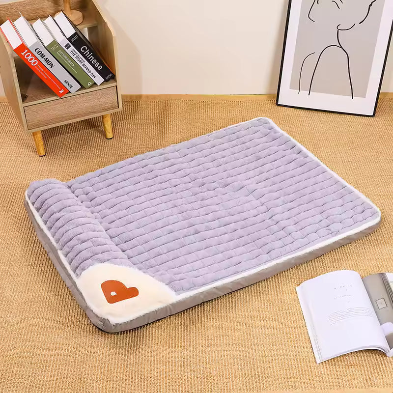 Classic Gray winter warm orthopedic dog mattress for a large dog